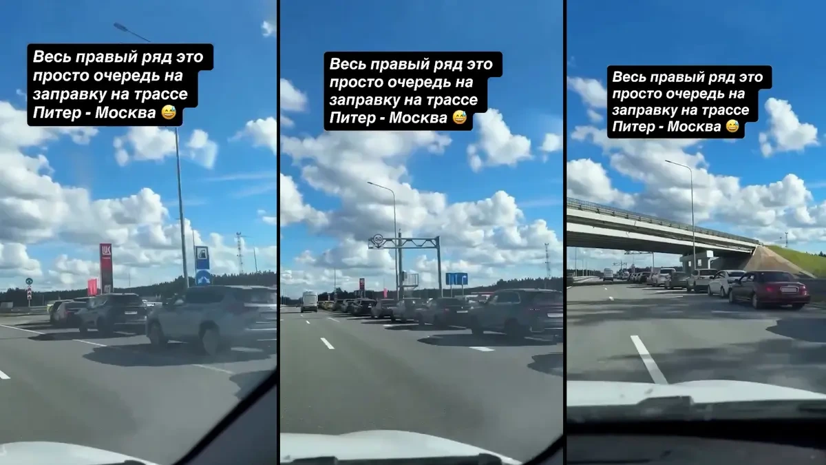 Na dálnici mezi Moskvou a Petrohradem je obrovská fronta na benzín - Novinky