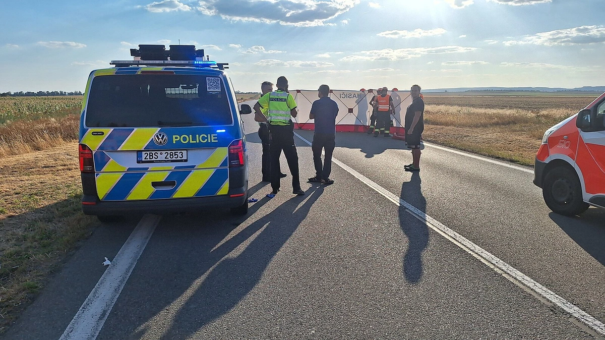 Tragická čelní srážka u Pohořelic. Dva lidé zemřeli, další čtyři se těžce zranili