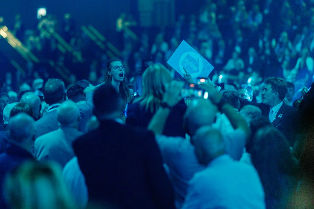 Man cautioned after protestors grabbed and assaulted at Reform UK conference