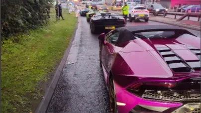 Polizei stellt fünf Lamborghinis und eine Mercedes G-Klasse auf Autobahn sicher